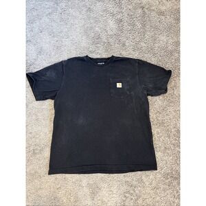 CARHARTT HEAVYWEIGHT Faded Black Loose Fit‎ POCKET Outdoor Work T SHIRT XL
